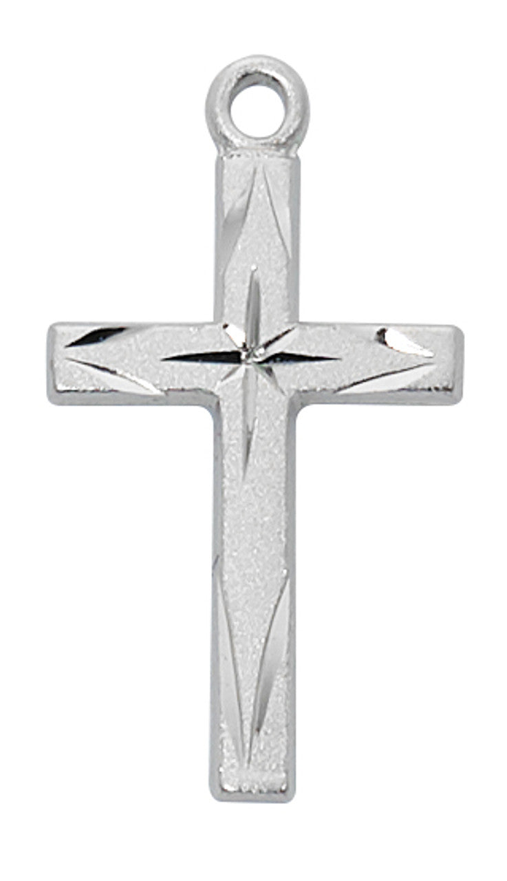 Sterling Silver Cross with Brite Cuts and Chain