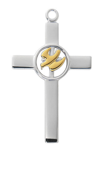 Sterling Silver Cross with Gold Dove Pendant