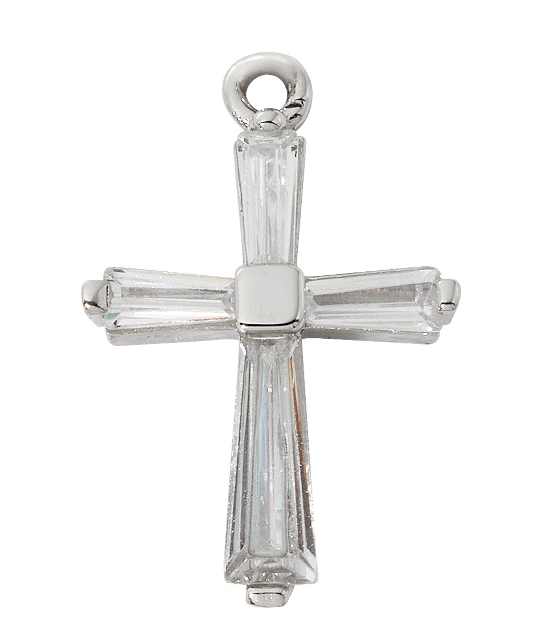 Sterling Silver Baguette Crystal Cross on 16-18" Chain