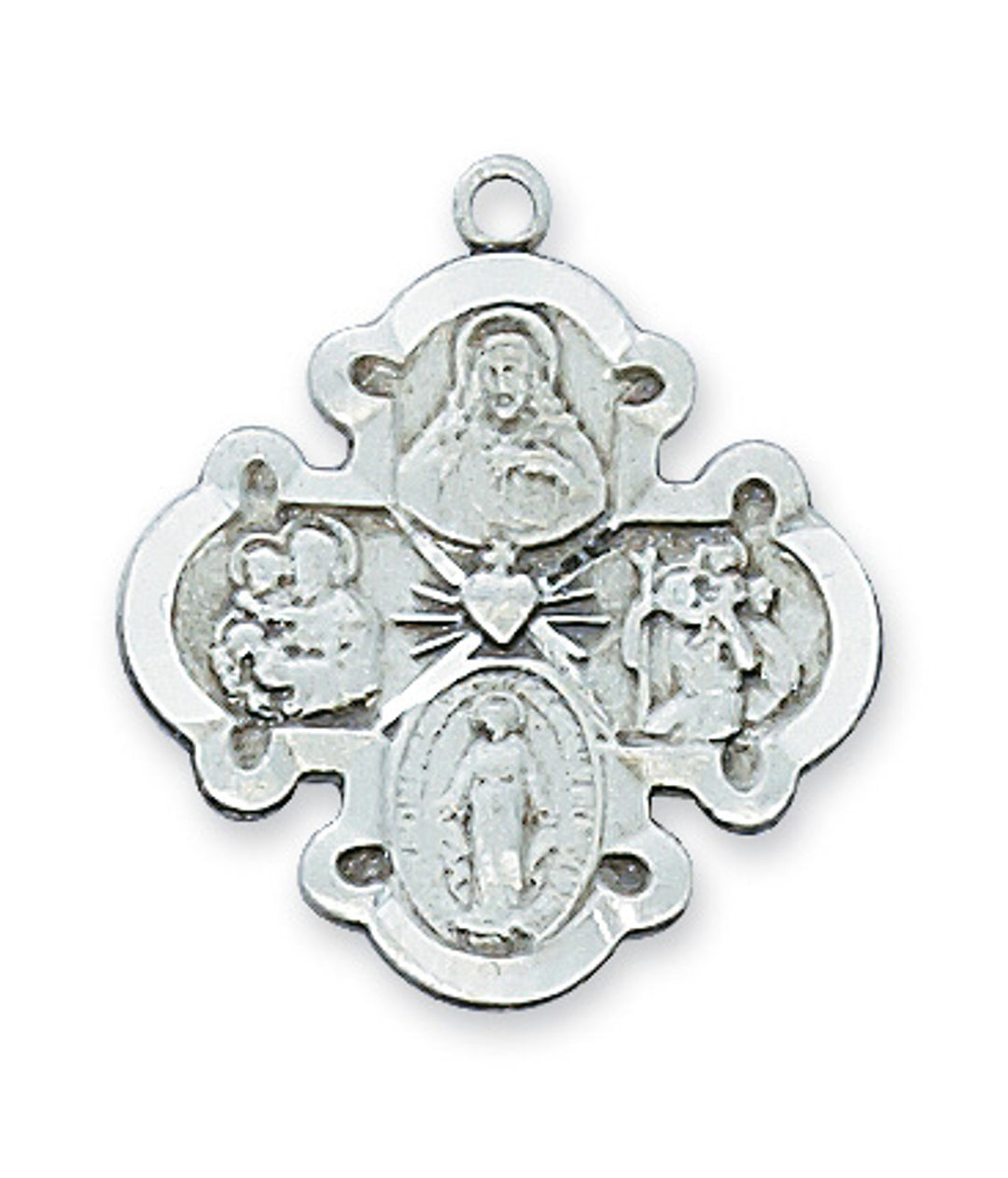 Sterling Silver 4 Way Medal with 20" Rhodium Plated Chain