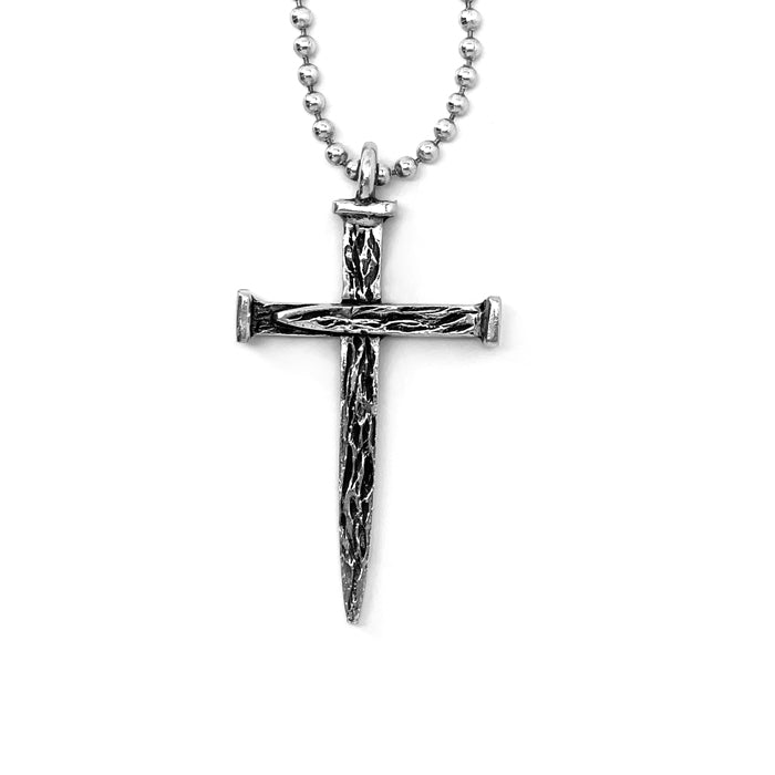 30" Ball Chain Necklace with Large Nail Cross