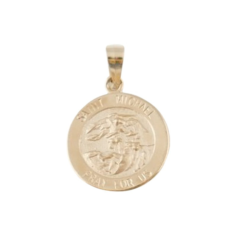 14Kt Gold Small Round St. Michael Medal
