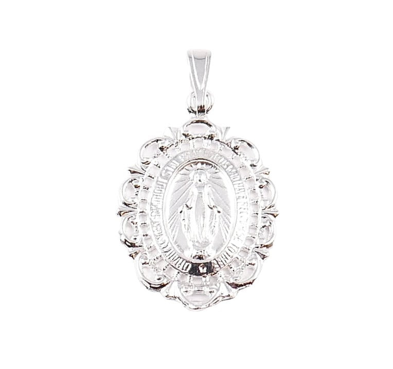 18" Sterling Silver Miraculous Medal with Stainless Steel Chain