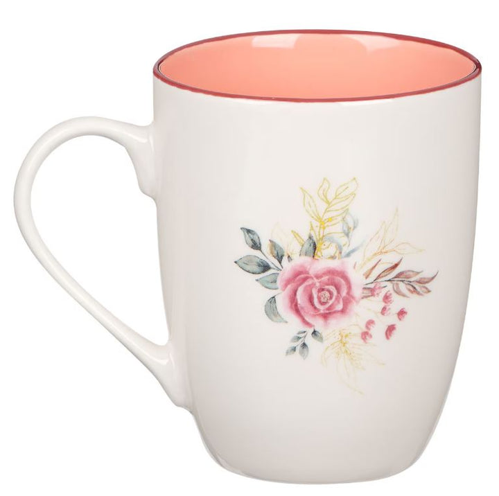 Pink Floral Cross Ceramic Coffee Mug