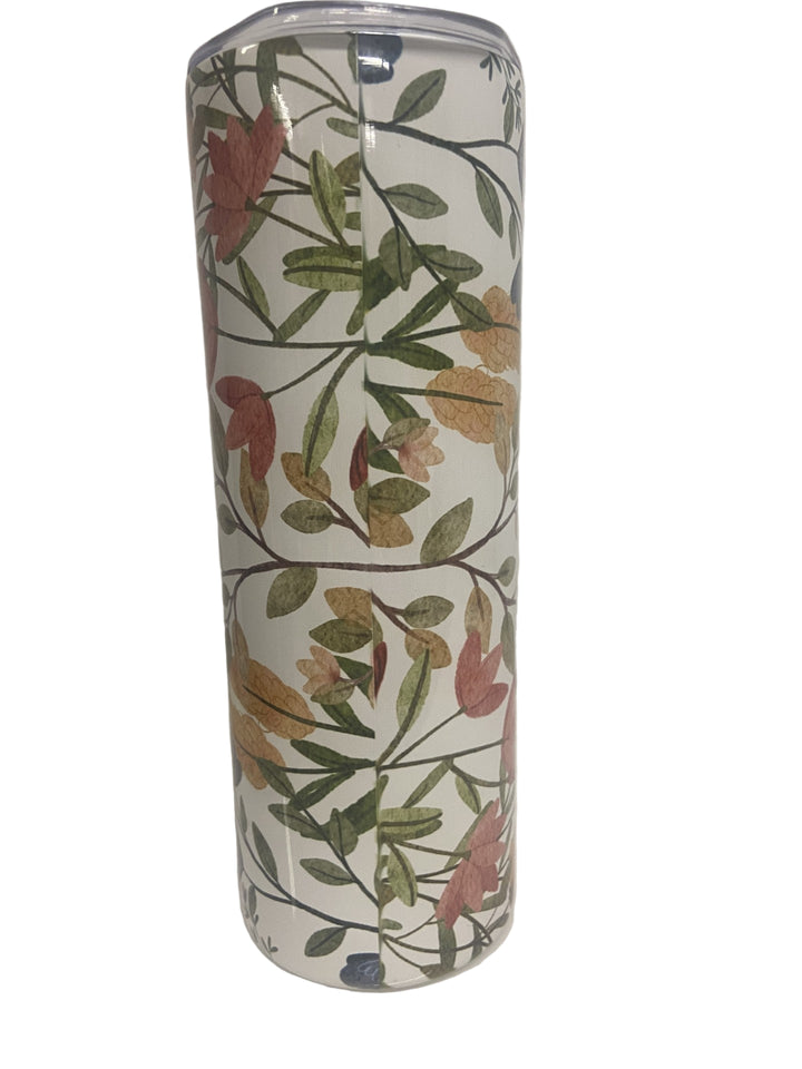 20 oz Stainless Steel Tumbler Gold and Orange Floral Mama