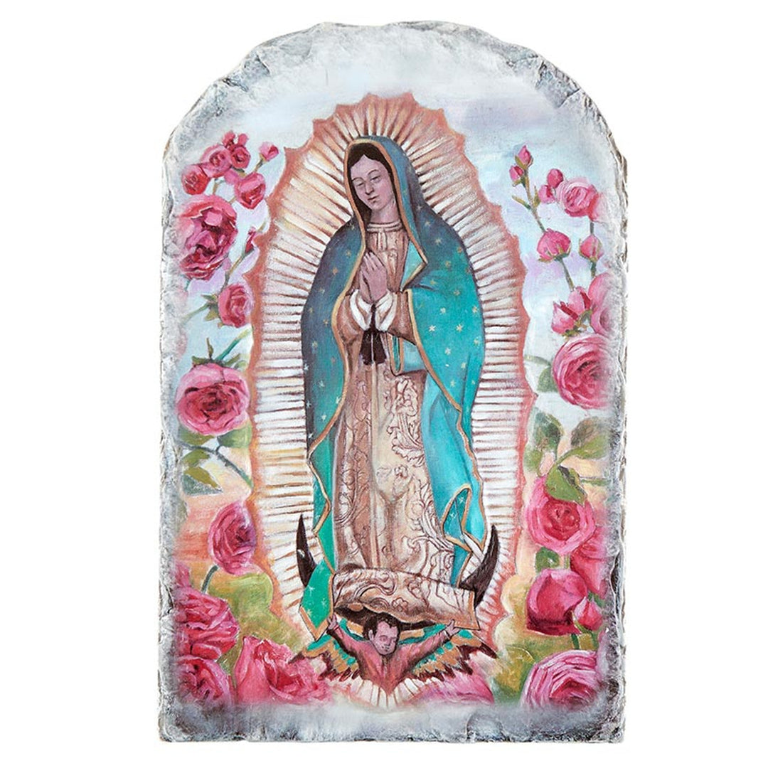 8.5" Our Lady of Guadalupe Arched Tile Plaque with Stand