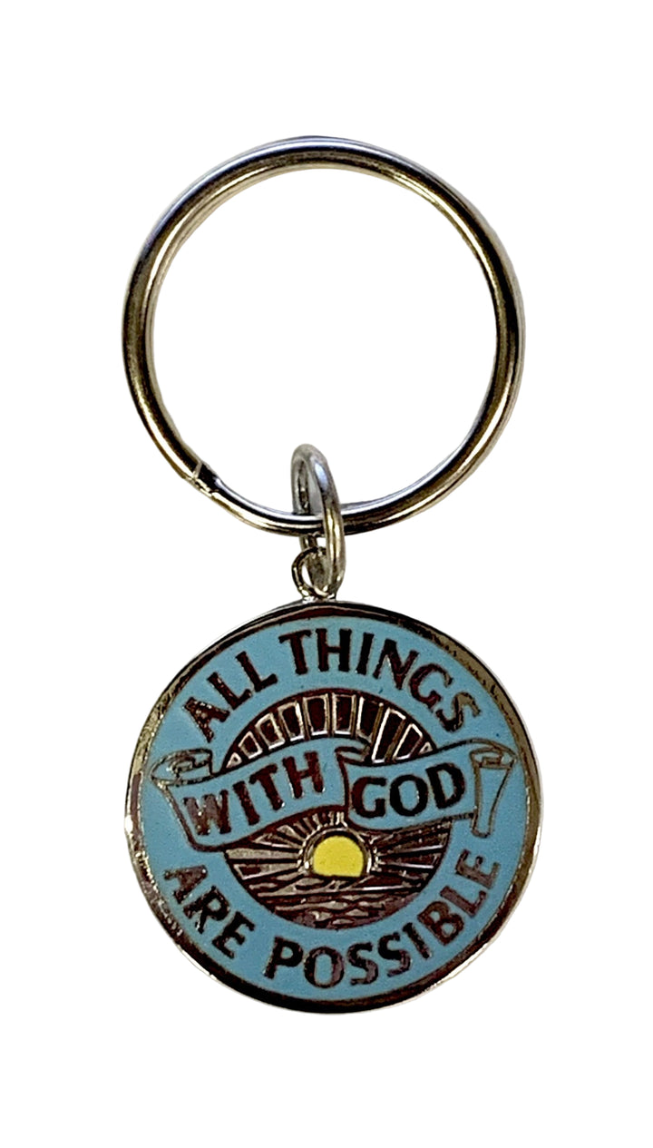 Enameled "With God All Things Are Possible" Key Ring
