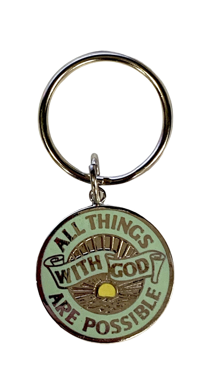Enameled "With God All Things Are Possible" Key Ring