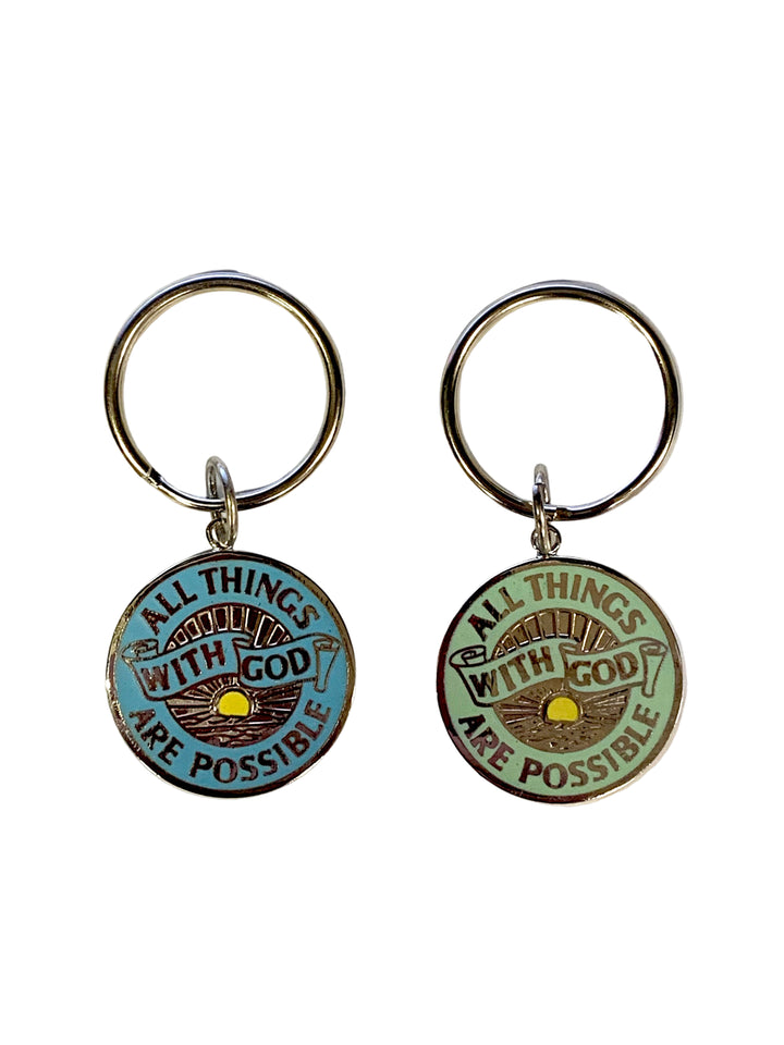 Enameled "With God All Things Are Possible" Key Ring