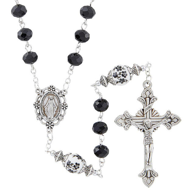 6mm x 8mm Florentine Collection Rosary - Jet