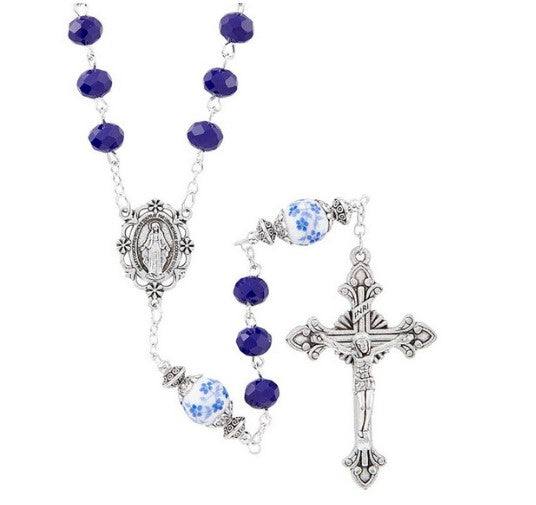6mm x 8mm Florentine Collection Rosary - Sapphire