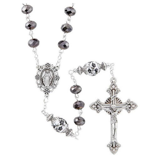 6mm x 8mm Florentine Collection Rosary - Black