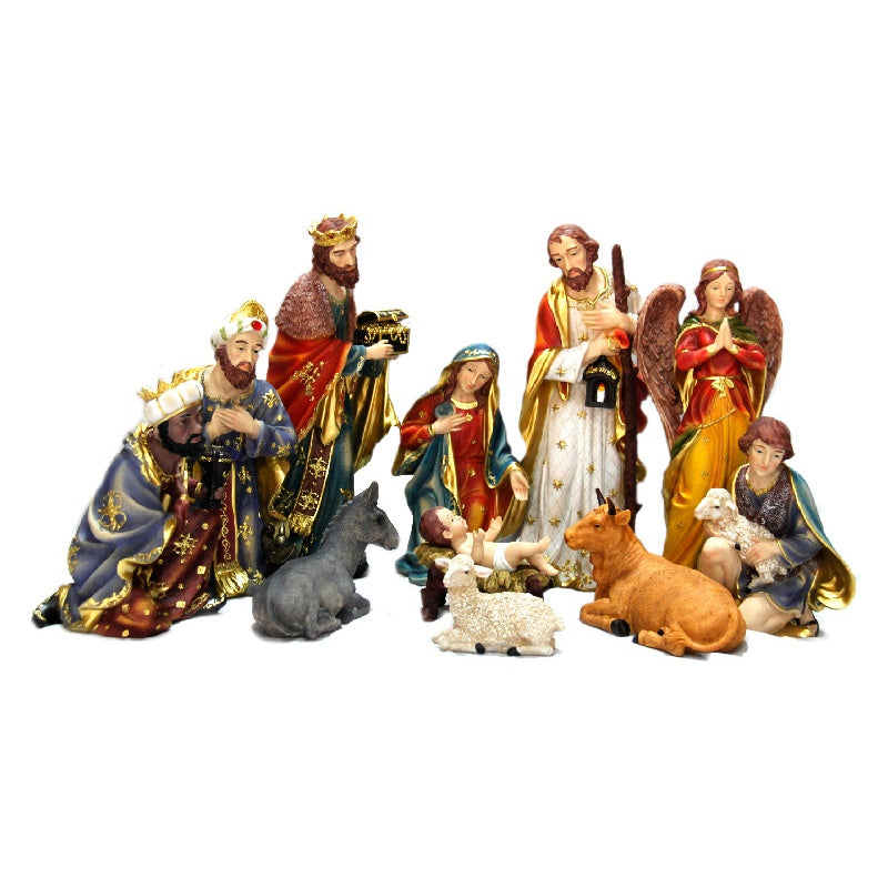 11 Piece Polyresin Vivid Color Nativity Set