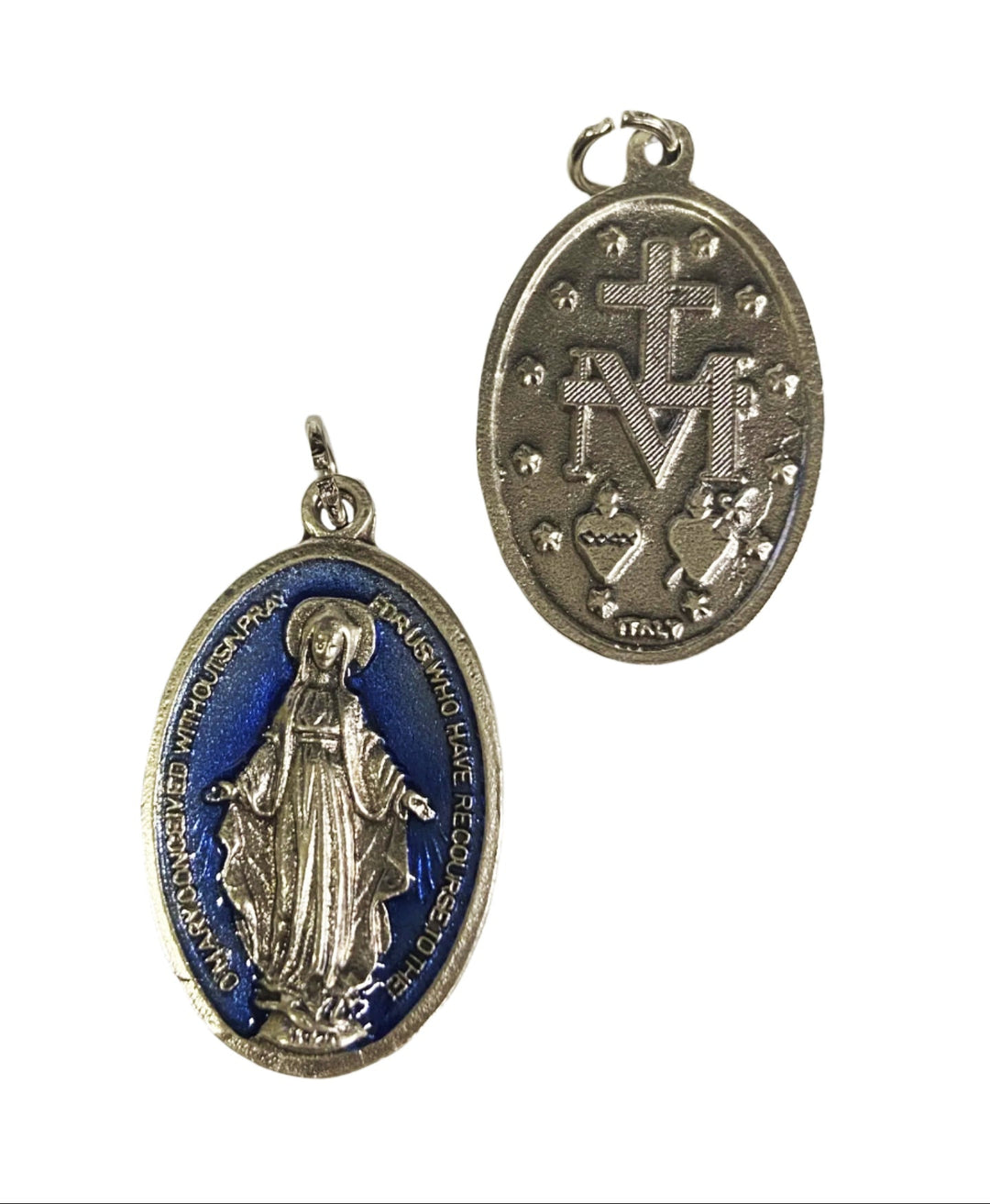 1.25" Miraculous Medal with Blue Enamel