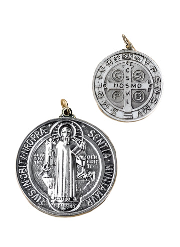1.75" Oxidized Silver St. Benedict Medal