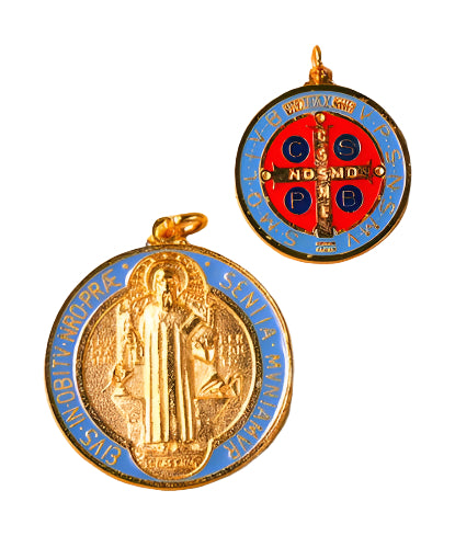 1.75" Gold & Multi Color St. Benedict Medal