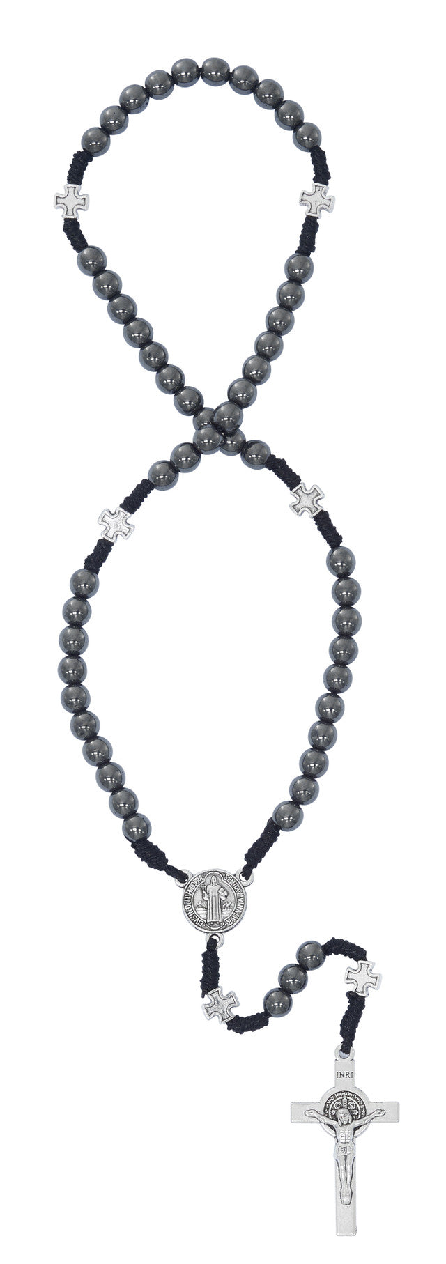 Corded Hematite St. Benedict Rosary