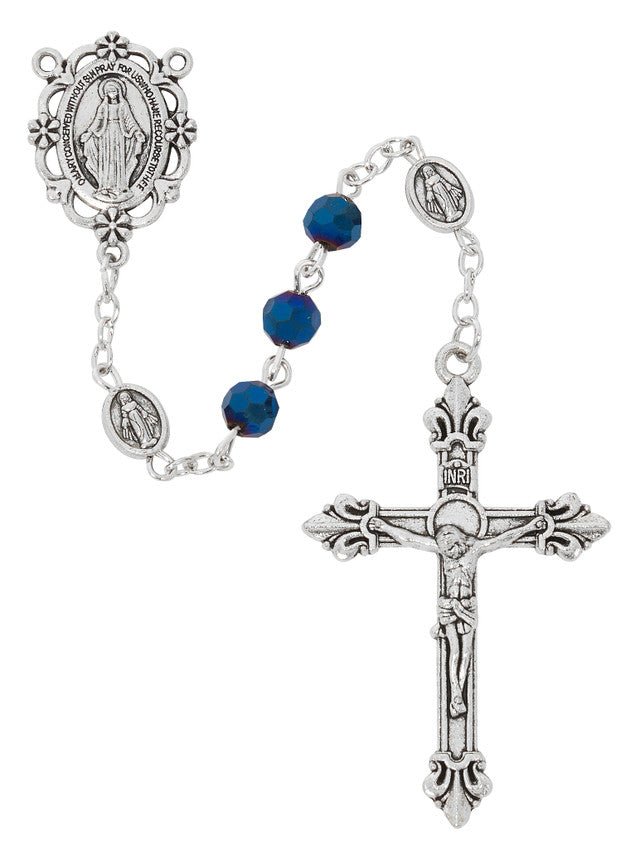 6MM Dark Blue Crystal Rosary