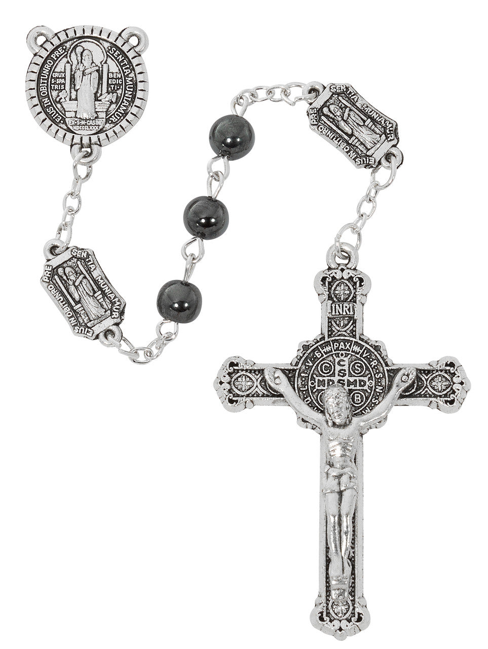 6MM Hematite St. Benedict Rosary