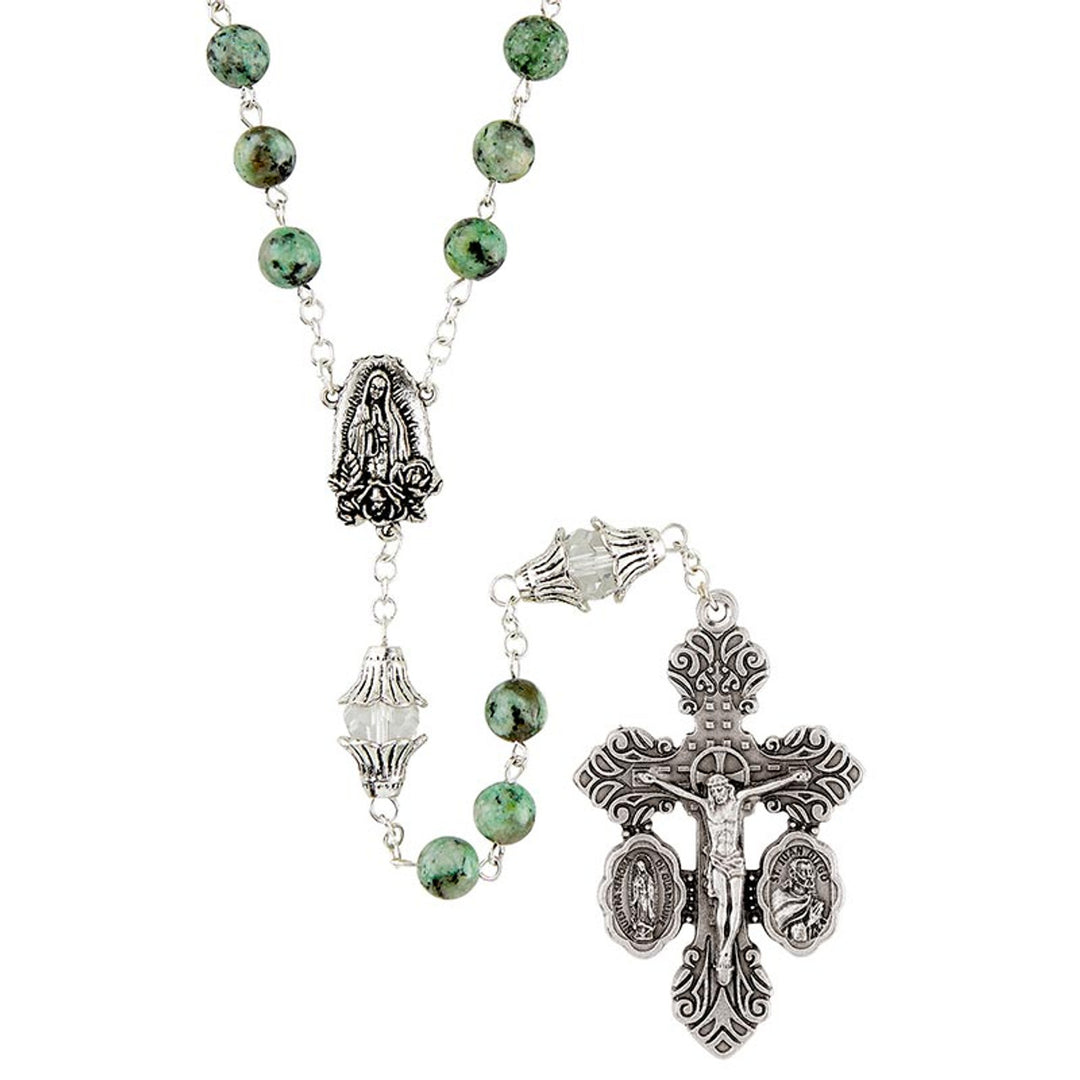 8mm Marble Our Lady of Guadalupe & Juan Diego Rosary