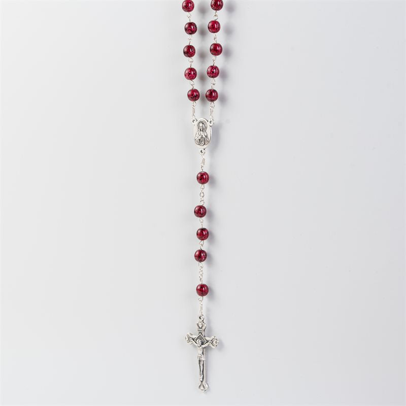 7mm Burgundy Pressed Bead Rosary