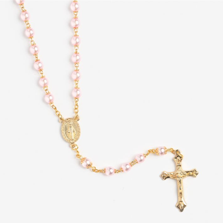 8mm Translucent Rosé Pearl Rosary