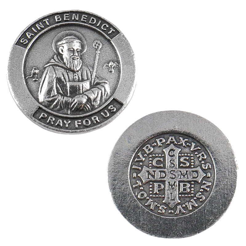 1" Silver Plated St. Benedict Pocket Coin