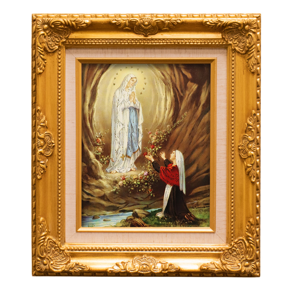 15.5" Our Lady of Lourdes Gold Frame