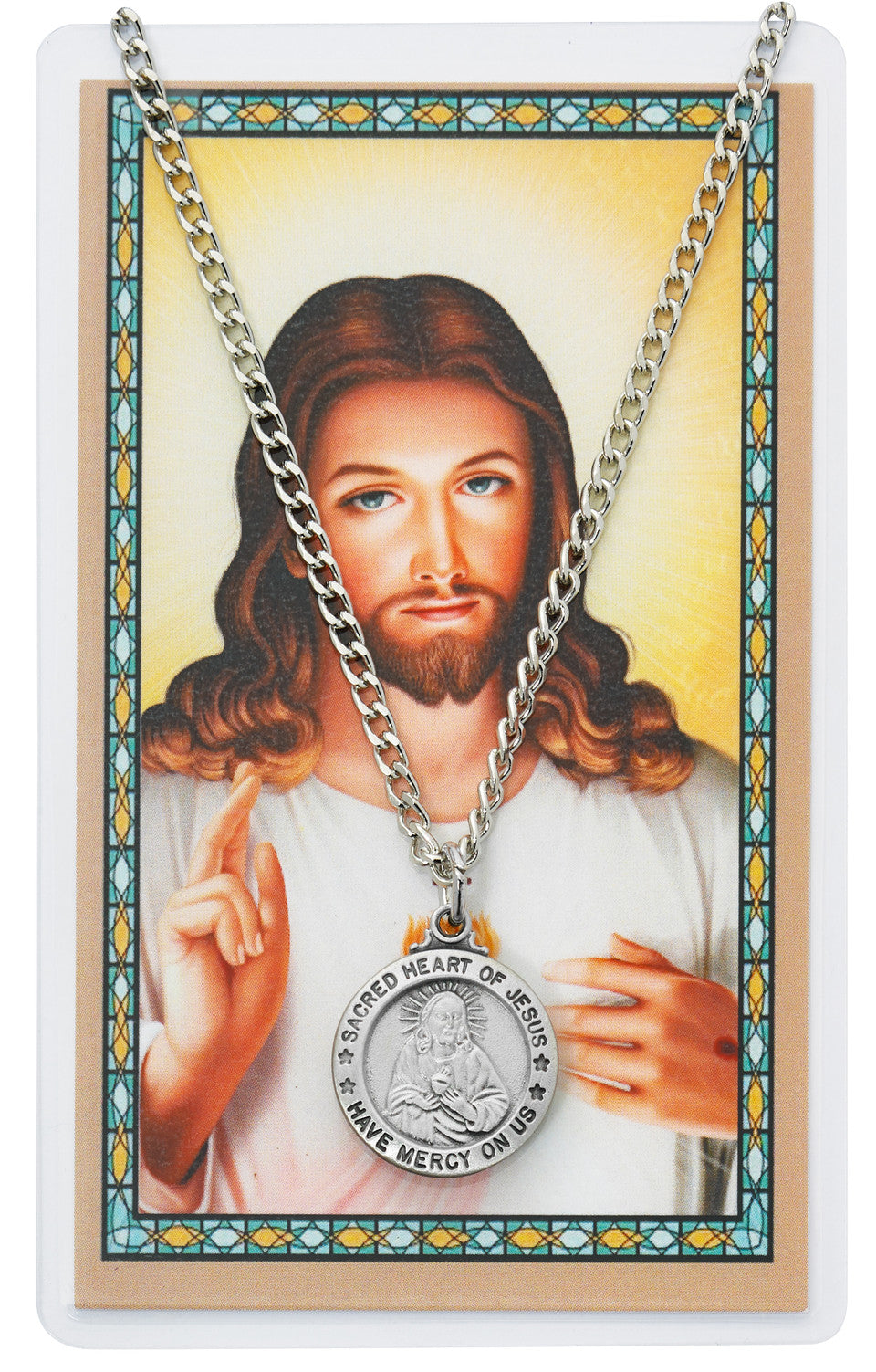 Sacred Heart Medal and Prayer Card Set