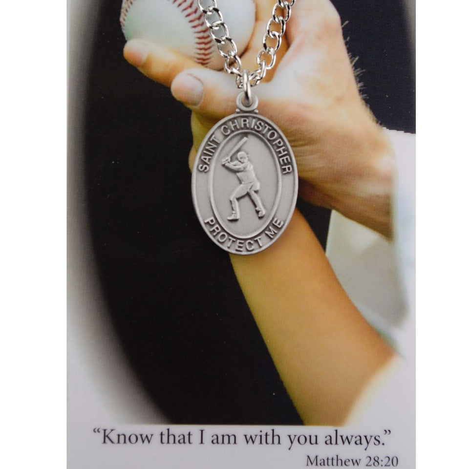 Boys Baseball Medal and Prayer Card Set