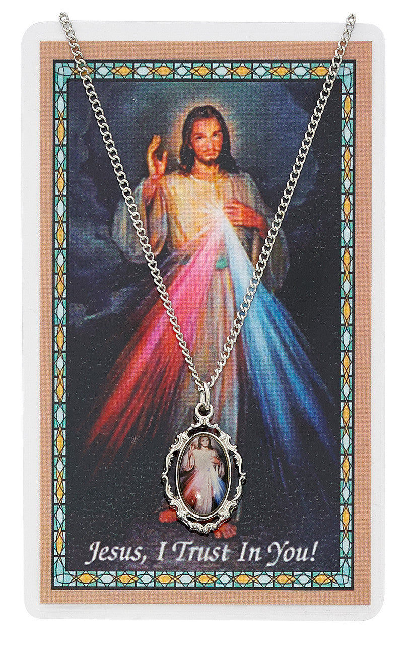 Divine Mercy Color Medal and Chaplet Prayer Card Set