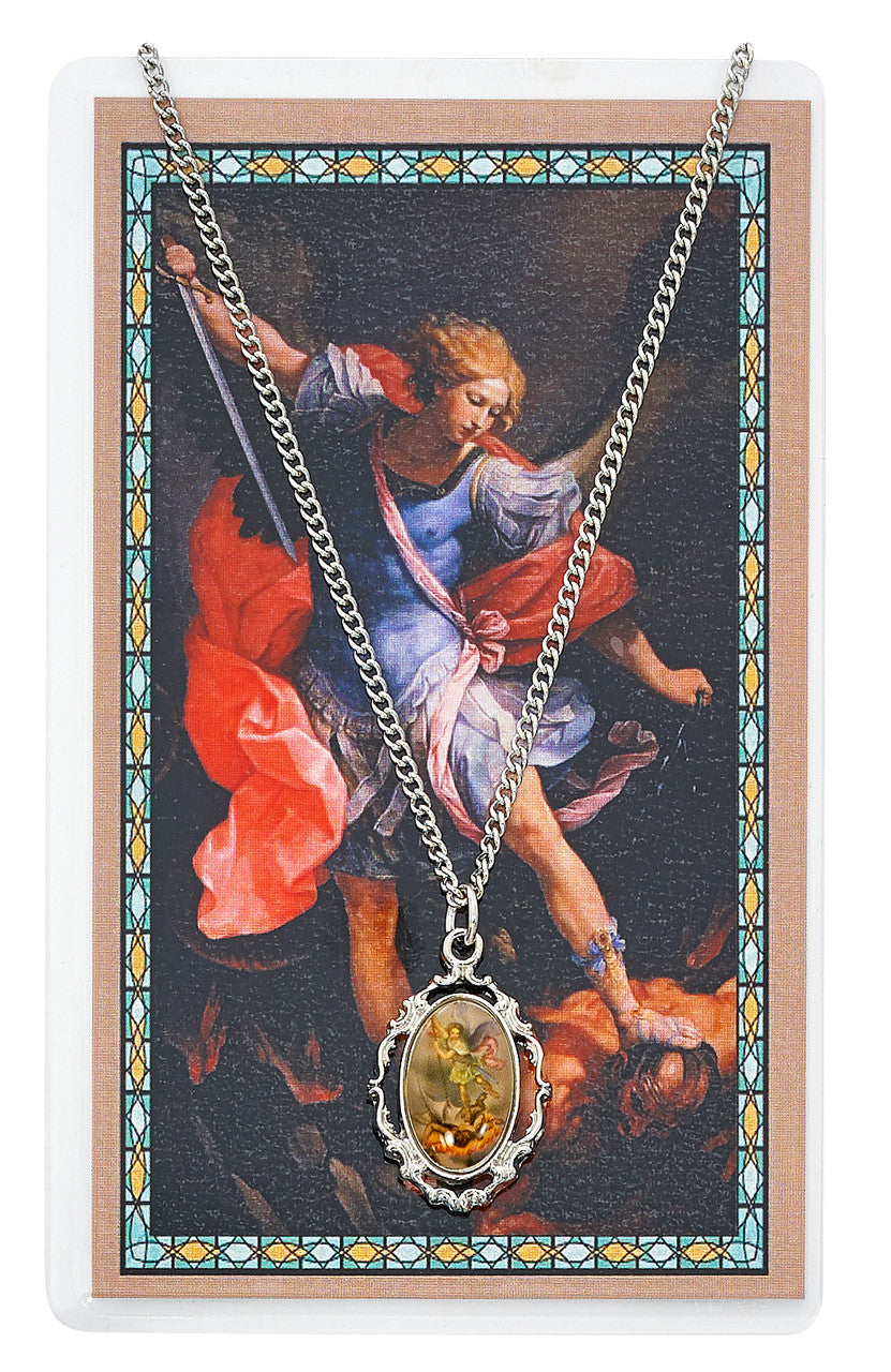 St. Michael Multicolor Medal and Prayer Card Set