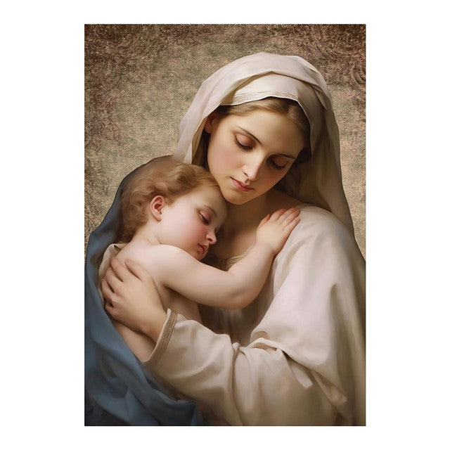 5" Madonna with Child Wood Plaque