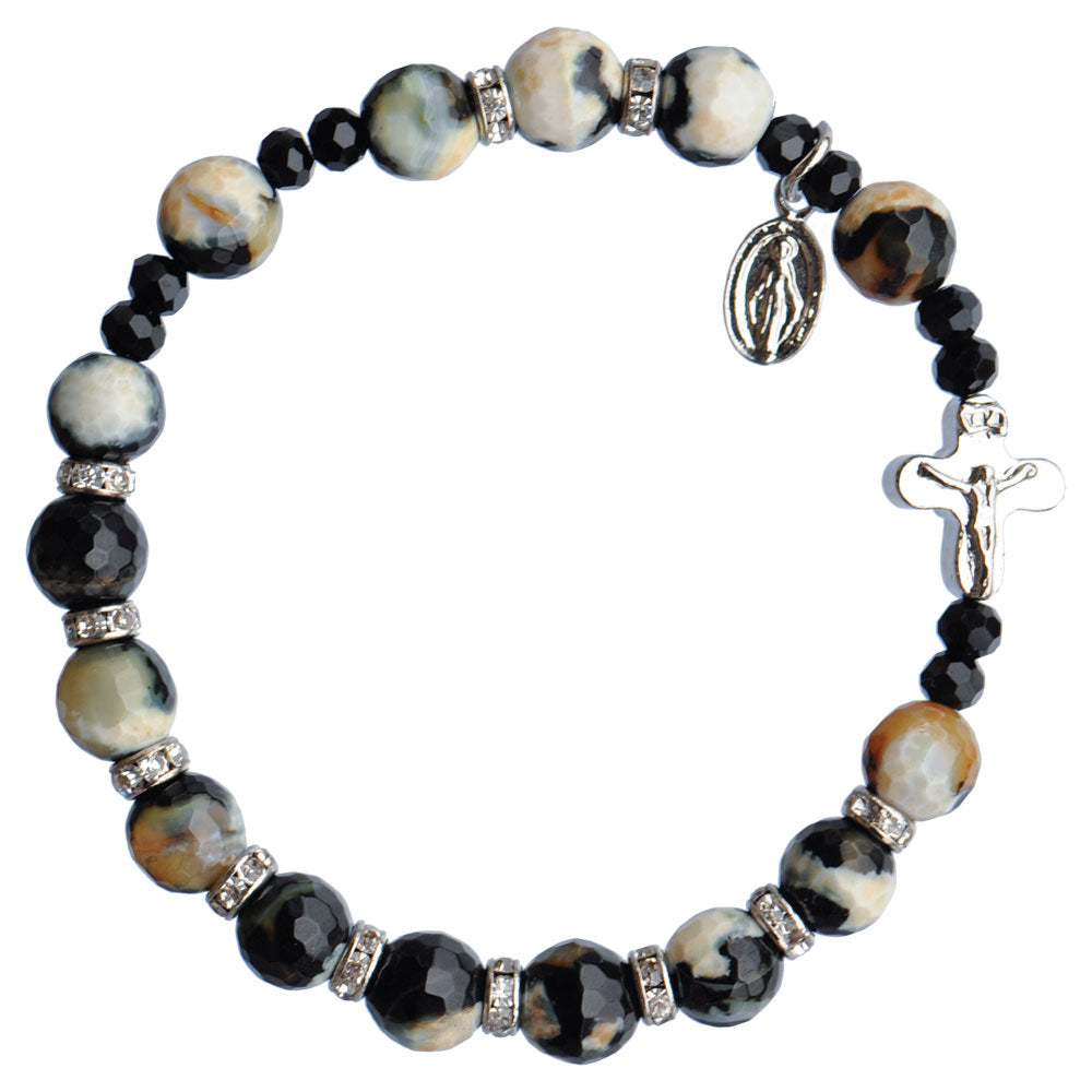 8mm Genuine Zebra Jasper Rosary Bracelet