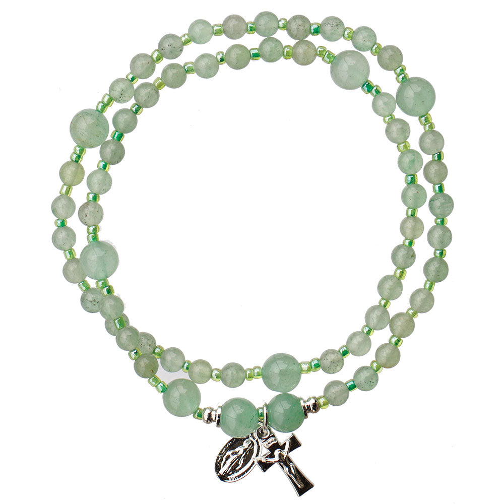 4mm Genuine Green Jade Twist Rosary Bracelet