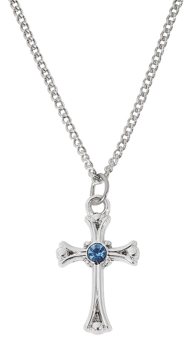 Blue Zircon Cross Necklace