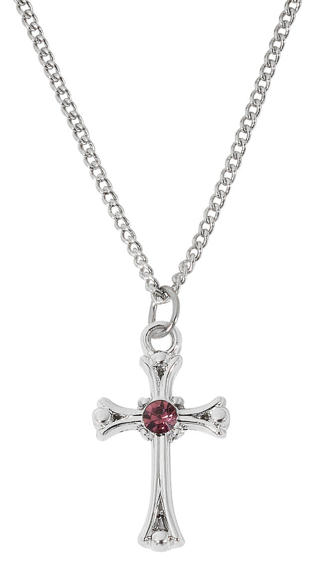 Dark Amethyst Cross Necklace