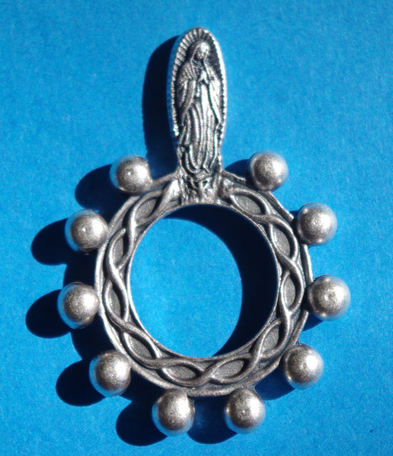 1.75" Silver Our Lady of Guadalupe Finger Rosary