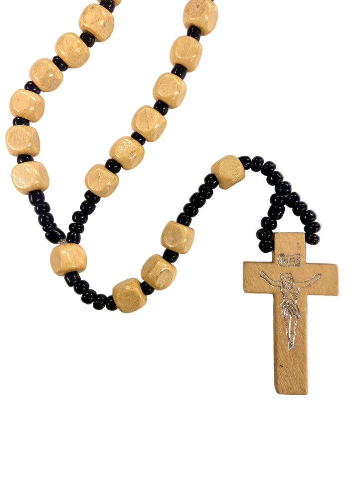 7mm Square Wooden Bead Rosary