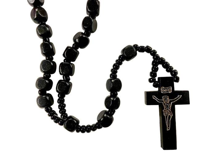7mm Square Wooden Bead Rosary