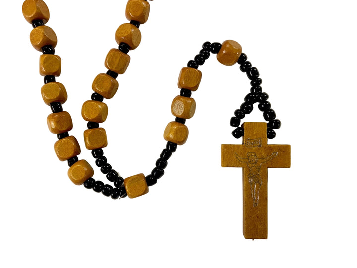 7mm Square Wooden Bead Rosary