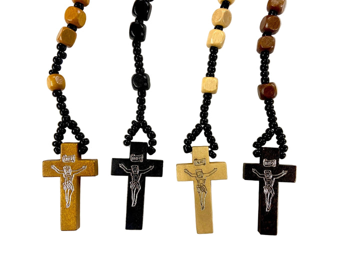 7mm Square Wooden Bead Rosary