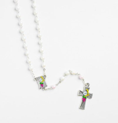 7mm Frosted White Children's First Communion Rosary