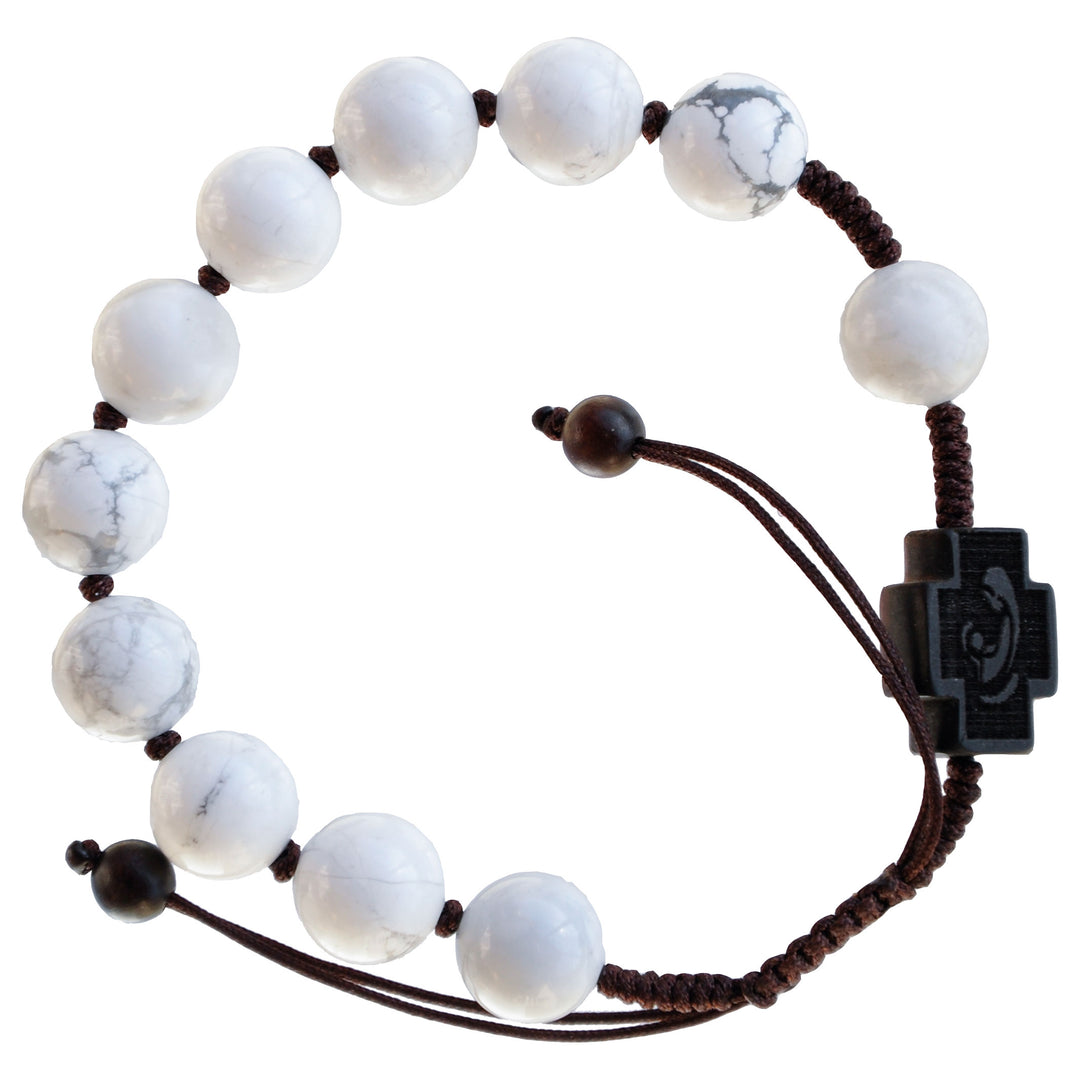 10mm Adjustable Howlite & Jujube Wood Rosary Bracelet