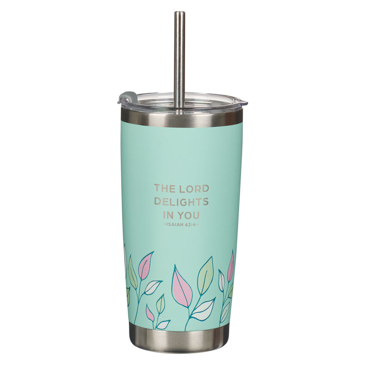 First My Mom Forever My Friend Green Stainless Steel Travel Tumbler with Straw