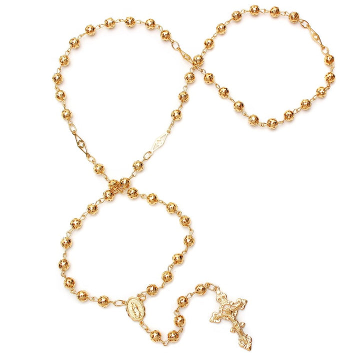 6mm Gold Plated Sterling Silver Our Lady of Guadalupe Rosary