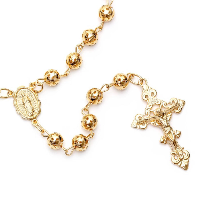 6mm Gold Plated Sterling Silver Our Lady of Guadalupe Rosary