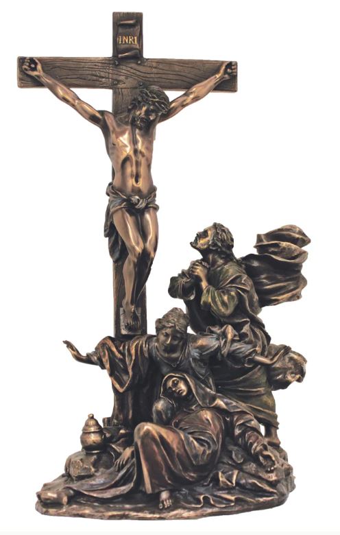 11" Crucifixion in Cold Cast Bronze Statue