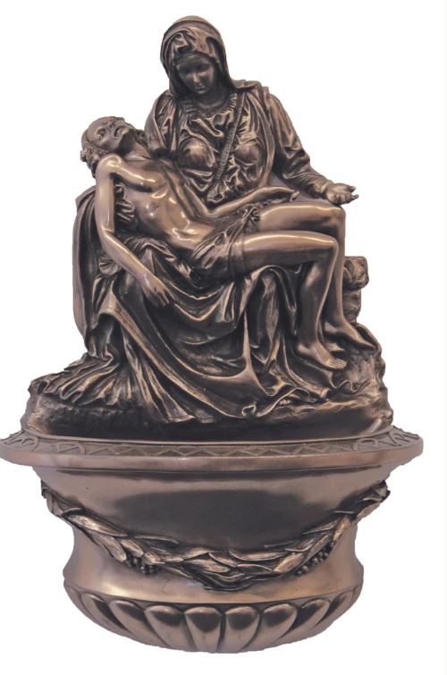 10" Pieta Hold Water Font in Cold Cast Bronze