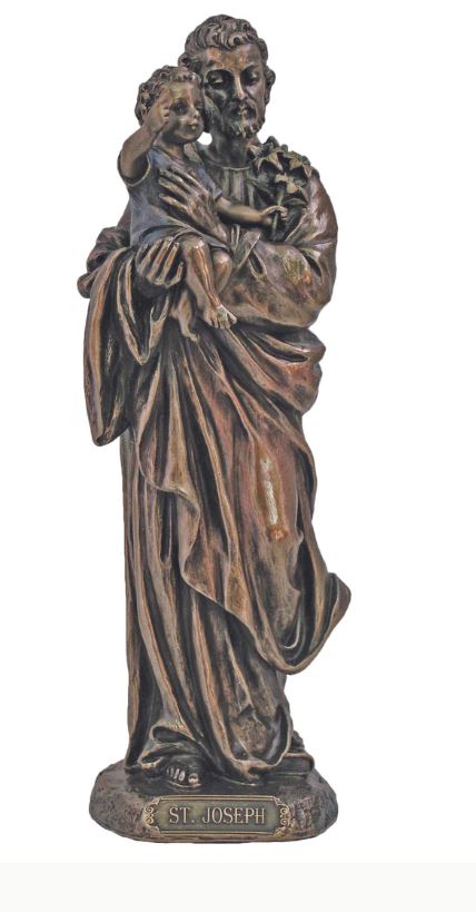 8" St. Joseph and Child in Cold Cast Bronze Statue